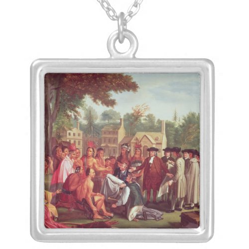 William Penns Treaty with the Indians in 1683 Silver Plated Necklace