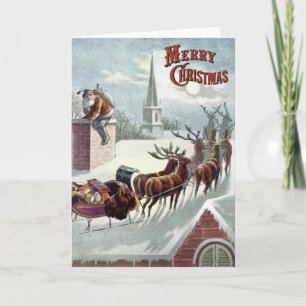 William Roger Snow — Vintage Santa and Sleigh Holiday Card