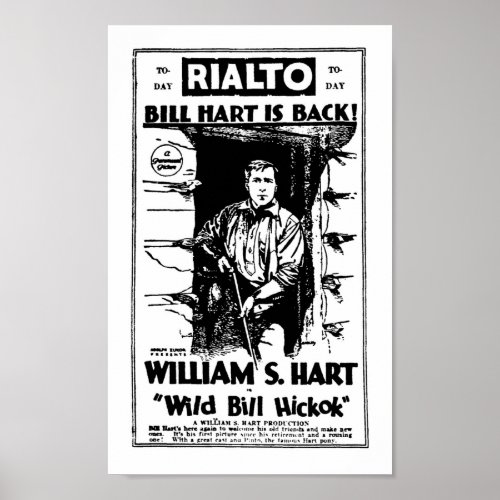 William S Hart silent western film star movie ad Poster