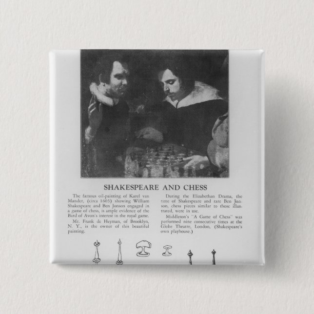 William Shakespeare  and Ben Jonson Pinback Button (Front)