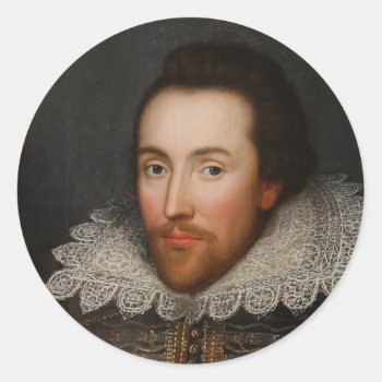 William Shakespeare Cobbe Portrait  Circa 1610 Classic Round Sticker by EnhancedImages at Zazzle