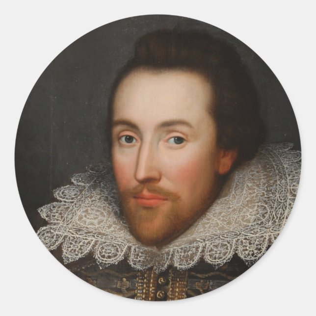 William Shakespeare Cobbe Portrait  circa 1610 Classic Round Sticker (Front)