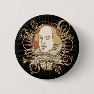 William Shakespeare Crest (Gold) Pinback Button