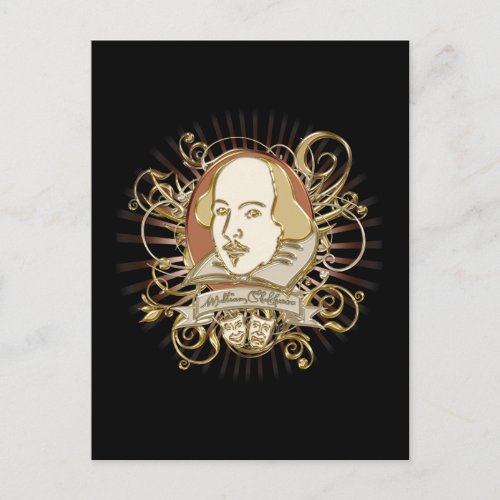William Shakespeare Crest Gold Postcard