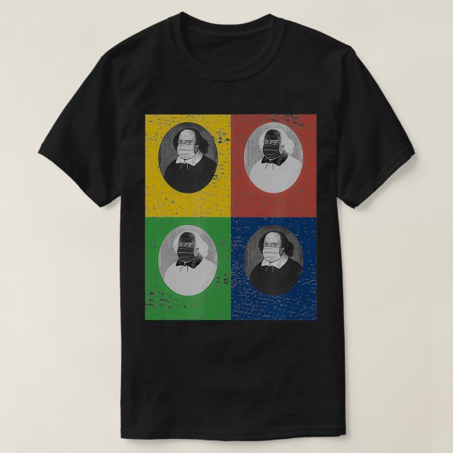 William Shakespeare Face Mask Portrait Squares  T-Shirt (Design Front)