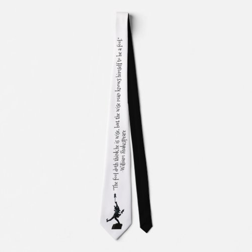 William Shakespeare Fool Quote on Black and White Neck Tie