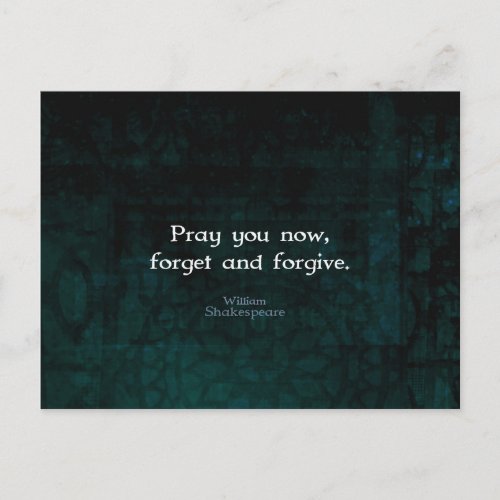 William Shakespeare Forget And Forgive Quote Postcard