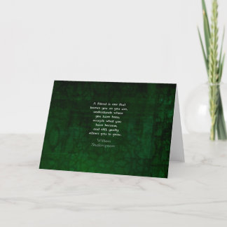 William Shakespeare Friendship Inspirational Quote Card