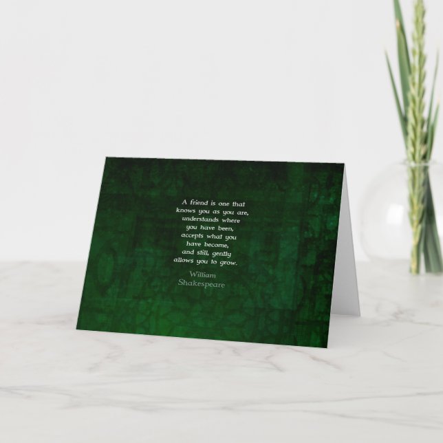 William Shakespeare Friendship Inspirational Quote Card (Front)