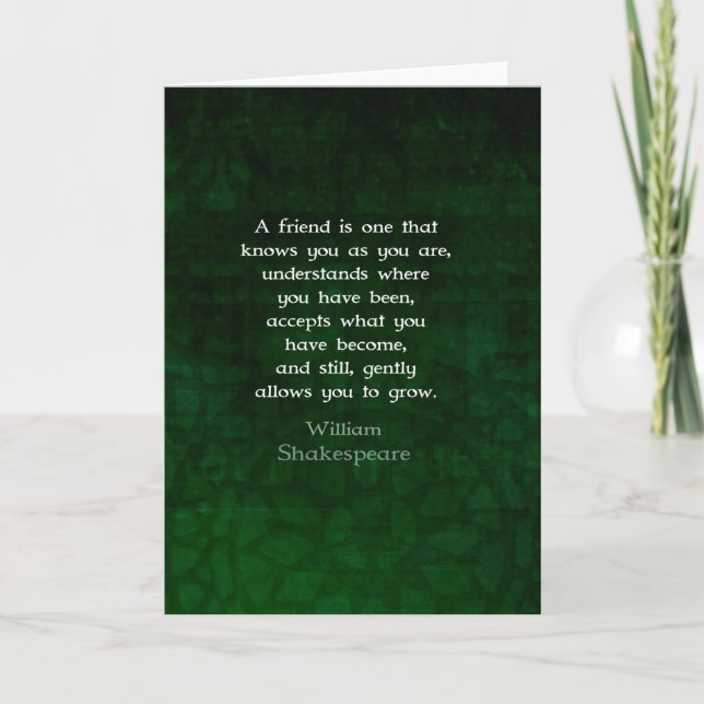 William Shakespeare Friendship Inspirational Quote Card (Front)