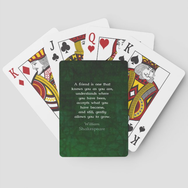William Shakespeare Friendship Inspirational Quote Poker Cards (Back)