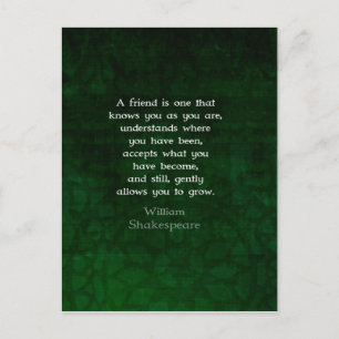 William Shakespeare Friendship Inspirational Quote Postcard