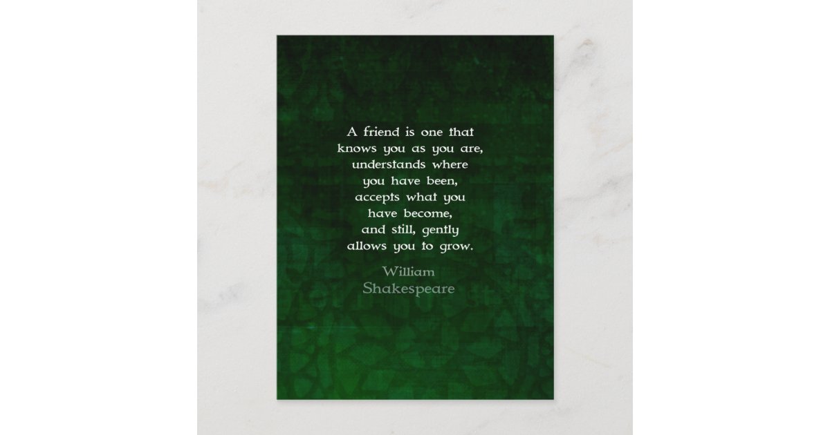 William Shakespeare Friendship Inspirational Quote Postcard | Zazzle.com