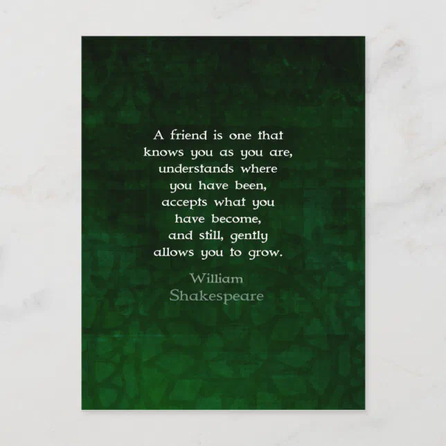 William Shakespeare Friendship Inspirational Quote Postcard Zazzle