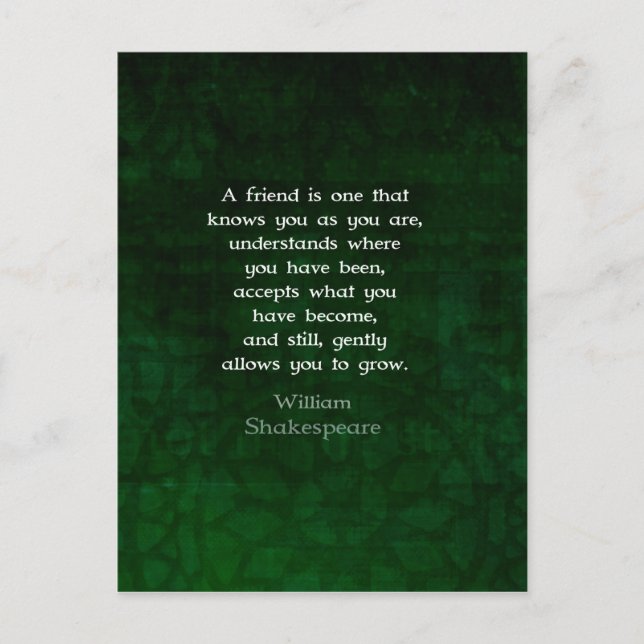 William Shakespeare Friendship Inspirational Quote Postcard (Front)
