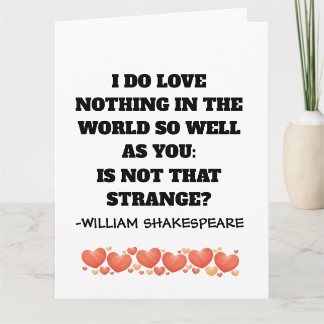 WILLIAM SHAKESPEARE I LOVE YOU ROMANTIC BIG CARDS  (Front)