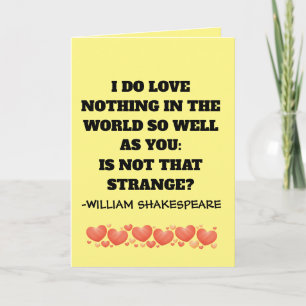 WILLIAM SHAKESPEARE I LOVE YOU ROMANTIC CARDS