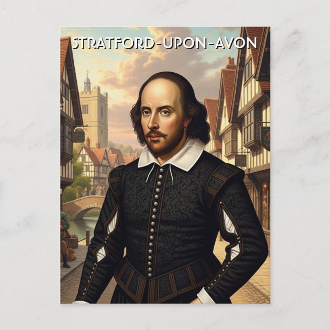 William Shakespeare in Stratford-Upon-Avon England Postcard (Front)