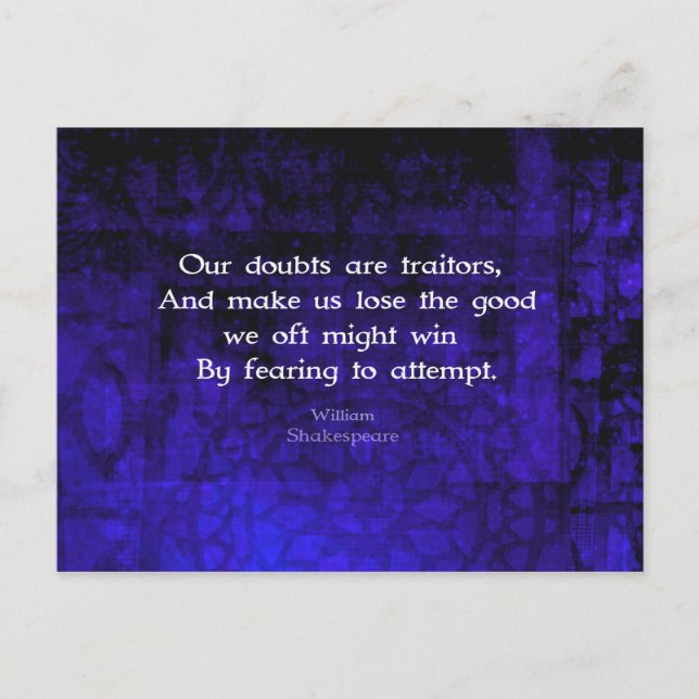 William Shakespeare Inspirational Courage Quote Postcard (Front)