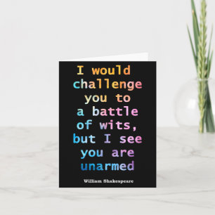 William Shakespeare Pastel I See You Are Unarmed Q Card