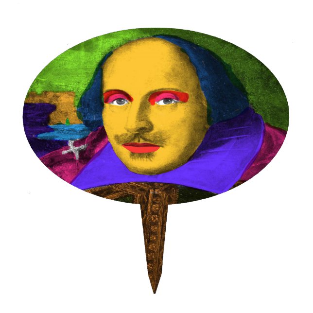 William Shakespeare Pop Art Cake Topper (Front)