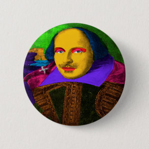 William Shakespeare Pop Art Pinback Button