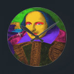 William Shakespeare Pop Art Round Clock<br><div class="desc">William Shakespeare (1564-1616) was an English poet,  playwright,  and actor,  
widely regarded as the greatest writer in the English language</div>