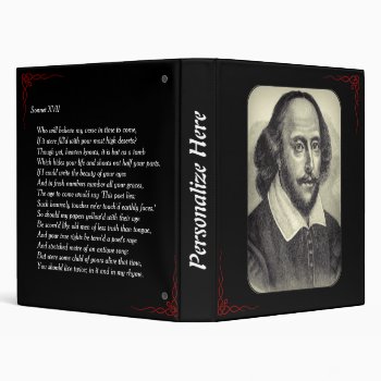 William Shakespeare Portrait And Sonnet 17 Binder by ForEverProud at Zazzle