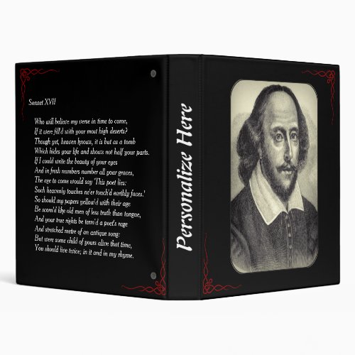 William Shakespeare Portrait and Sonnet 17 Binder