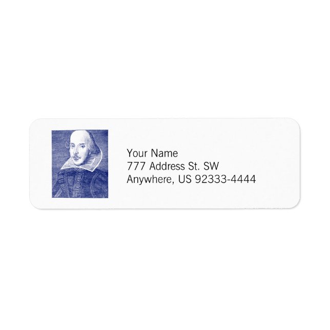 William Shakespeare Portrait from First Folio Label (Front)