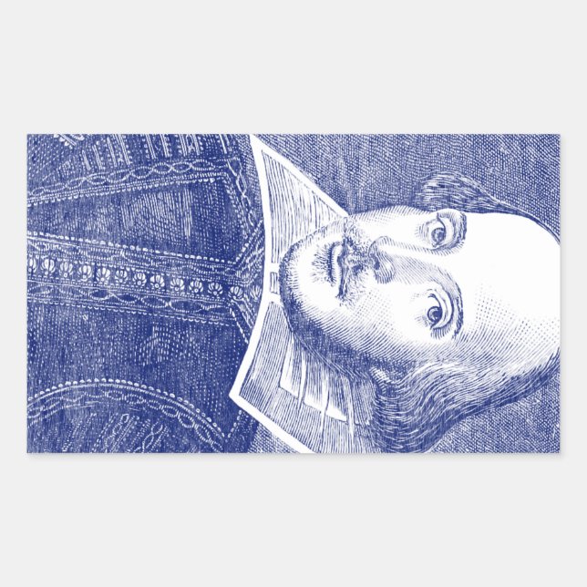 William Shakespeare Portrait from First Folio Rectangular Sticker (Front)