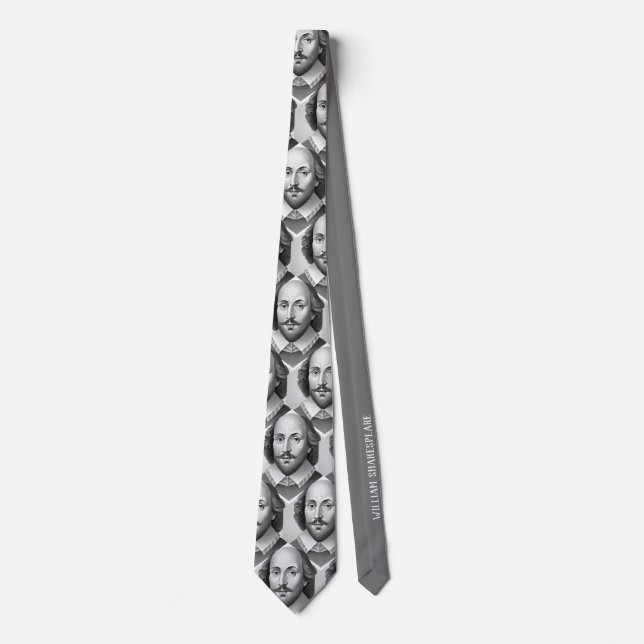 William Shakespeare portrait Hamlet illustration  Neck Tie (Front)