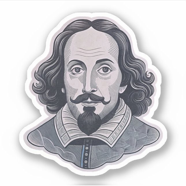 William Shakespeare portrait Hamlet illustration  Sticker (Front)