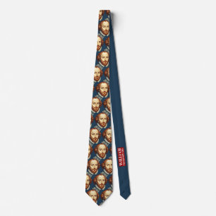 William Shakespeare portrait illustration Gold Neck Tie