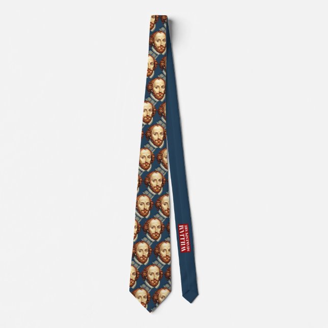 William Shakespeare portrait illustration Gold Neck Tie (Front)
