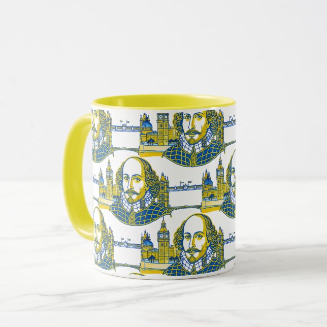 William Shakespeare portrait illustration London  Mug (Front Left)
