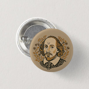 William Shakespeare portrait illustration QUOTE  Button