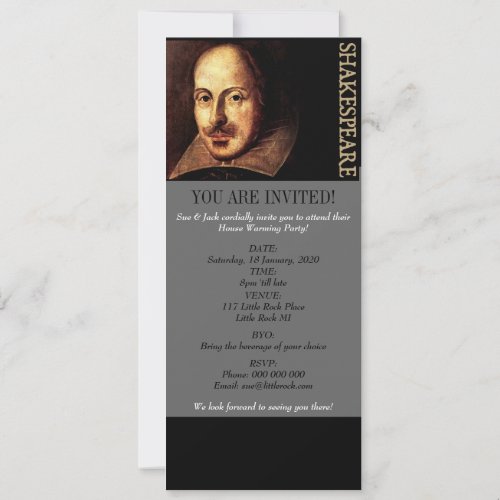William Shakespeare Portrait Custom Invitations