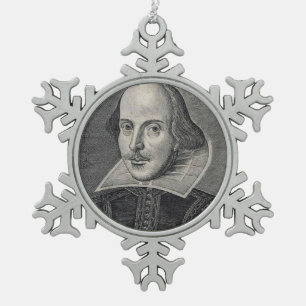 William Shakespeare Portrait Snowflake Pewter Christmas Ornament