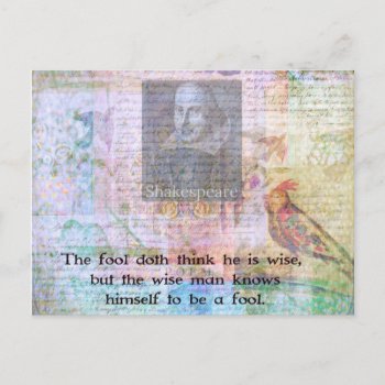 William Shakespeare Quote About Wisdom And Fools Postcard by shakespearequotes at Zazzle