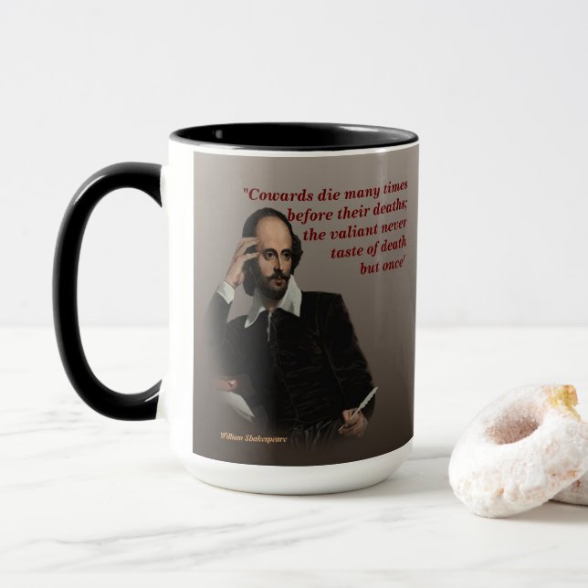 William Shakespeare Quote On Cowards And Death Mug (With Donut)