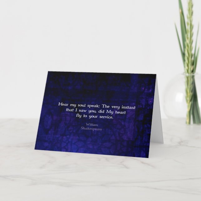 William Shakespeare Romantic Love Quote Card (Front)