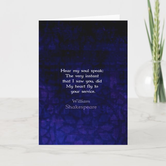 William Shakespeare Romantic Love Quote Card (Front)