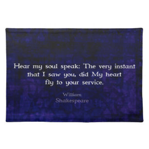 William Shakespeare Romantic Love Quote Placemat