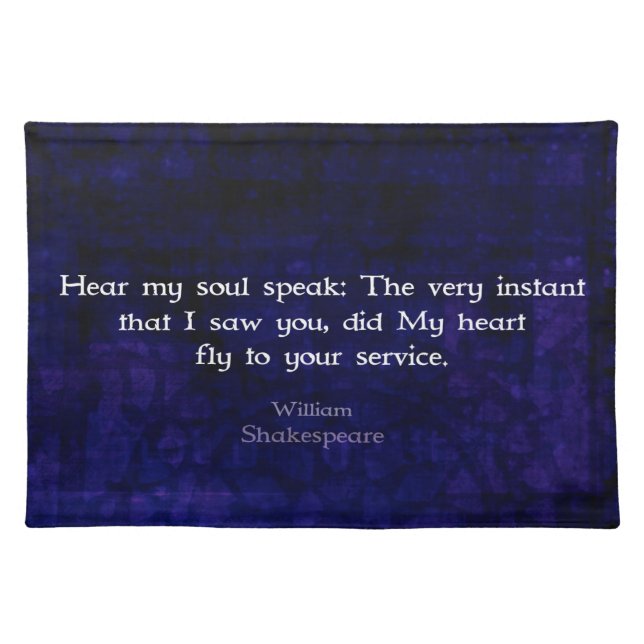 William Shakespeare Romantic Love Quote Placemat (Front)