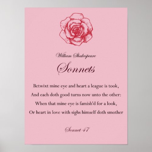 William Shakespeare Sonnets quotation Poster