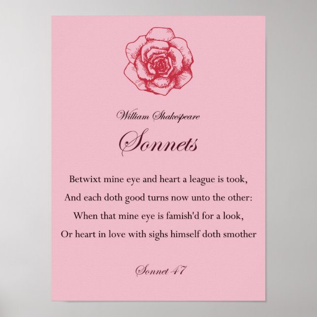 William Shakespeare Sonnets quotation Poster (Front)