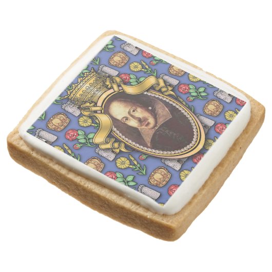 William Shakespeare Square Shortbread Cookie (Angled)