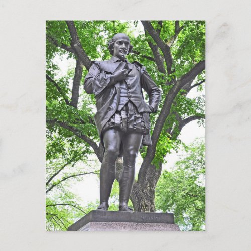 William Shakespeare Statue in Central Park Postcard