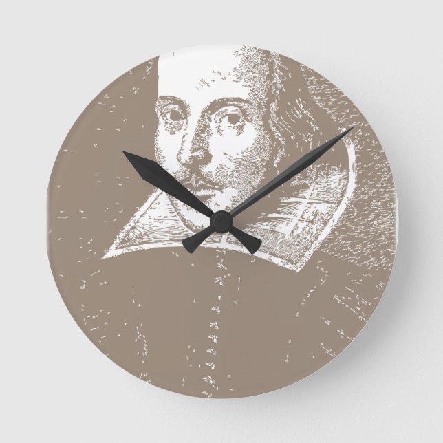William Shakespeare Warm Gray Round Clock (Front)